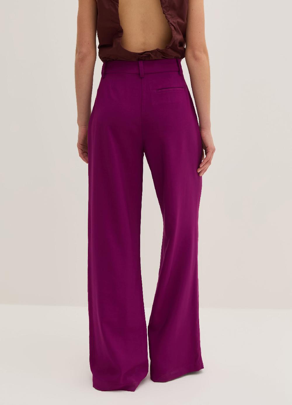 Stefanel Pantalone palazzo wide leg in twill tecnico Italy