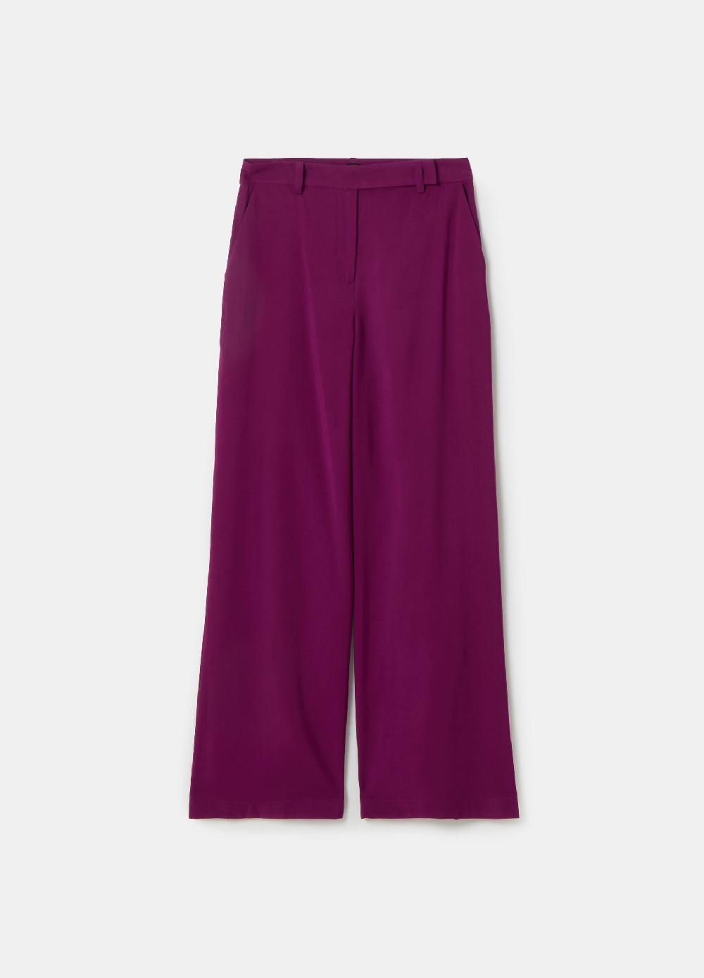 Stefanel Pantalone palazzo wide leg in twill tecnico Italy