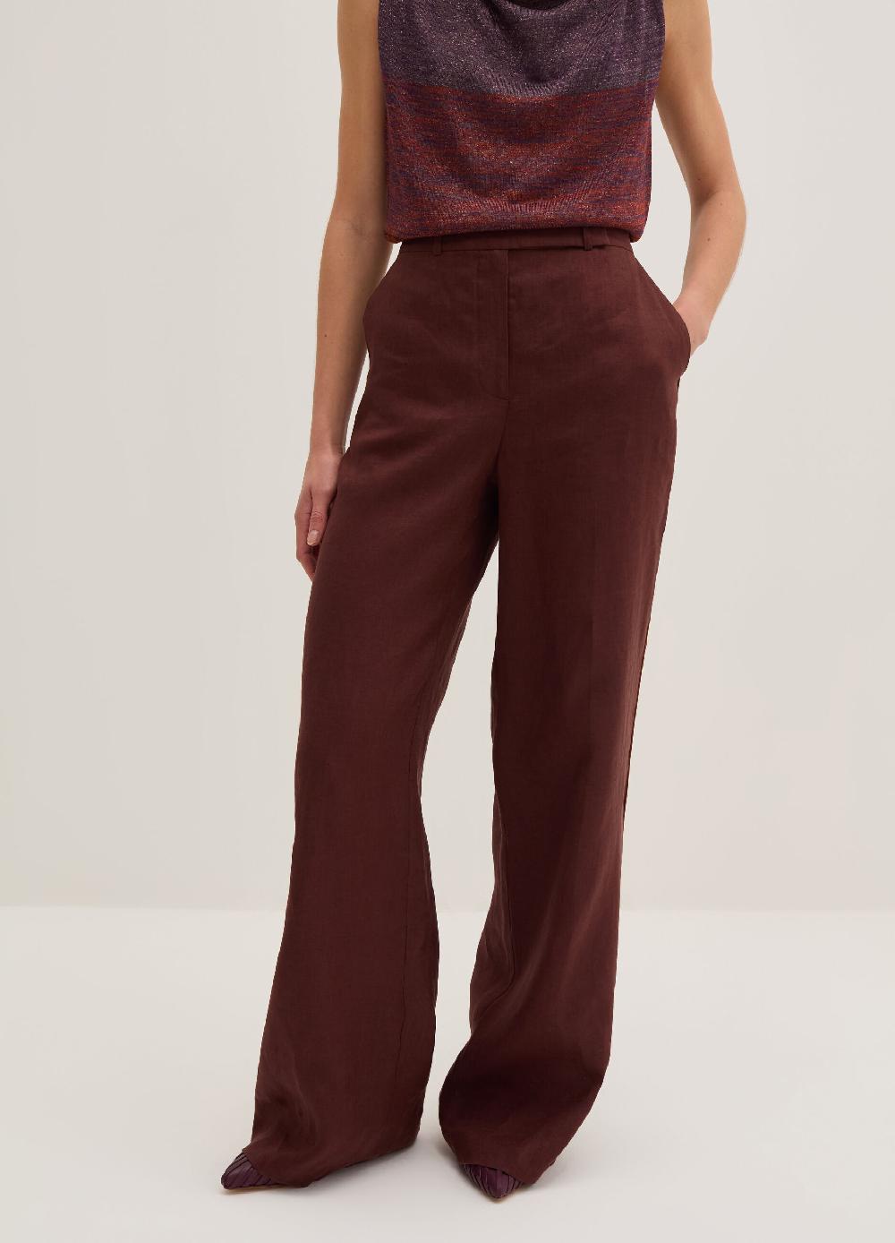 Stefanel Pantalone palazzo con piping a contrasto 2025