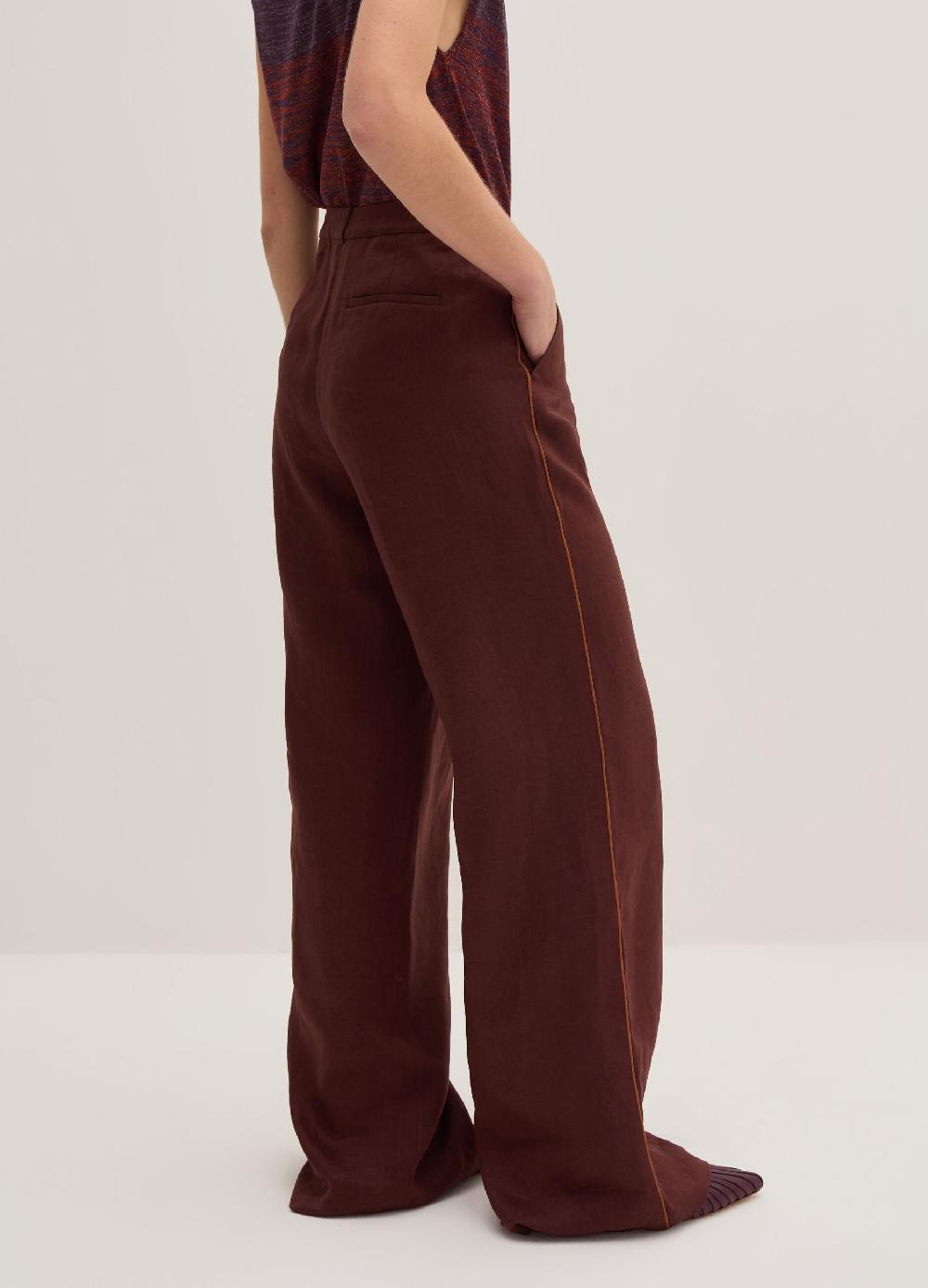 Stefanel Pantalone palazzo con piping a contrasto 2025