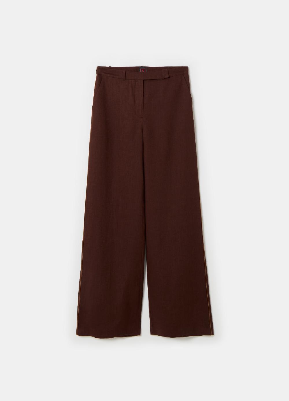Stefanel Pantalone palazzo con piping a contrasto 2025