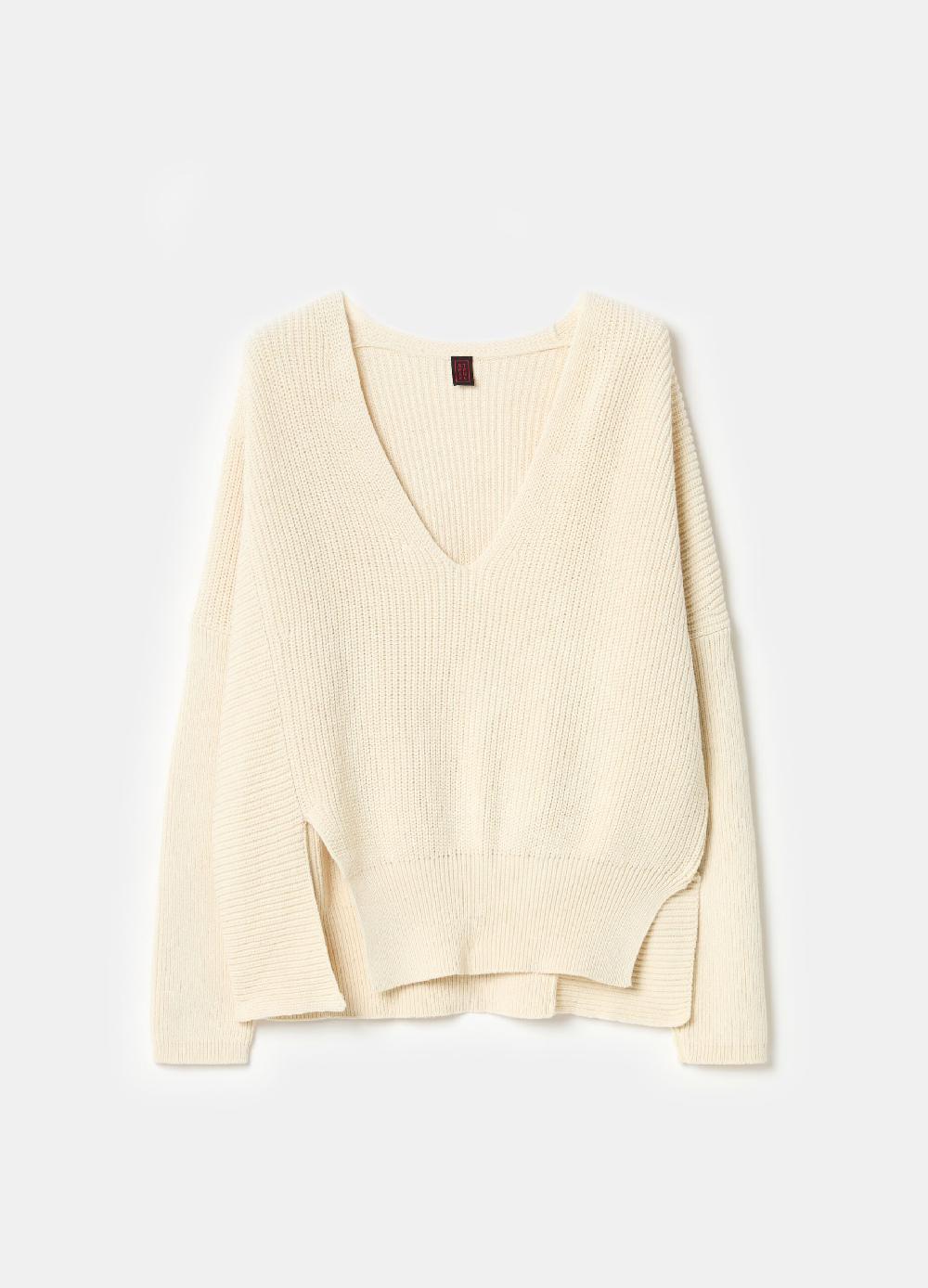 Stefanel Pullover oversize a coste con spacchi Sottocosto
