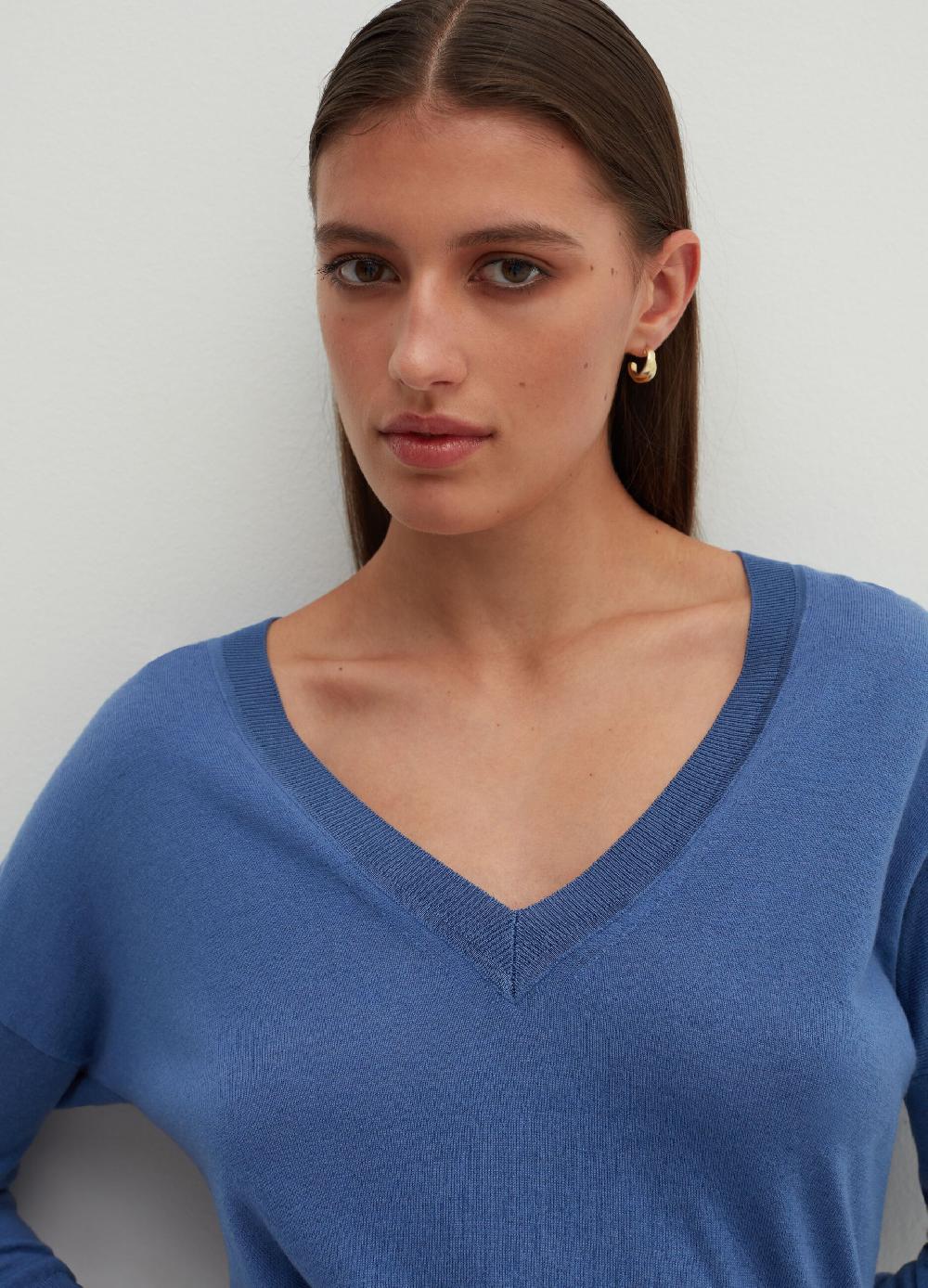 Stefanel Pullover in lana e seta con scollo a V Presa