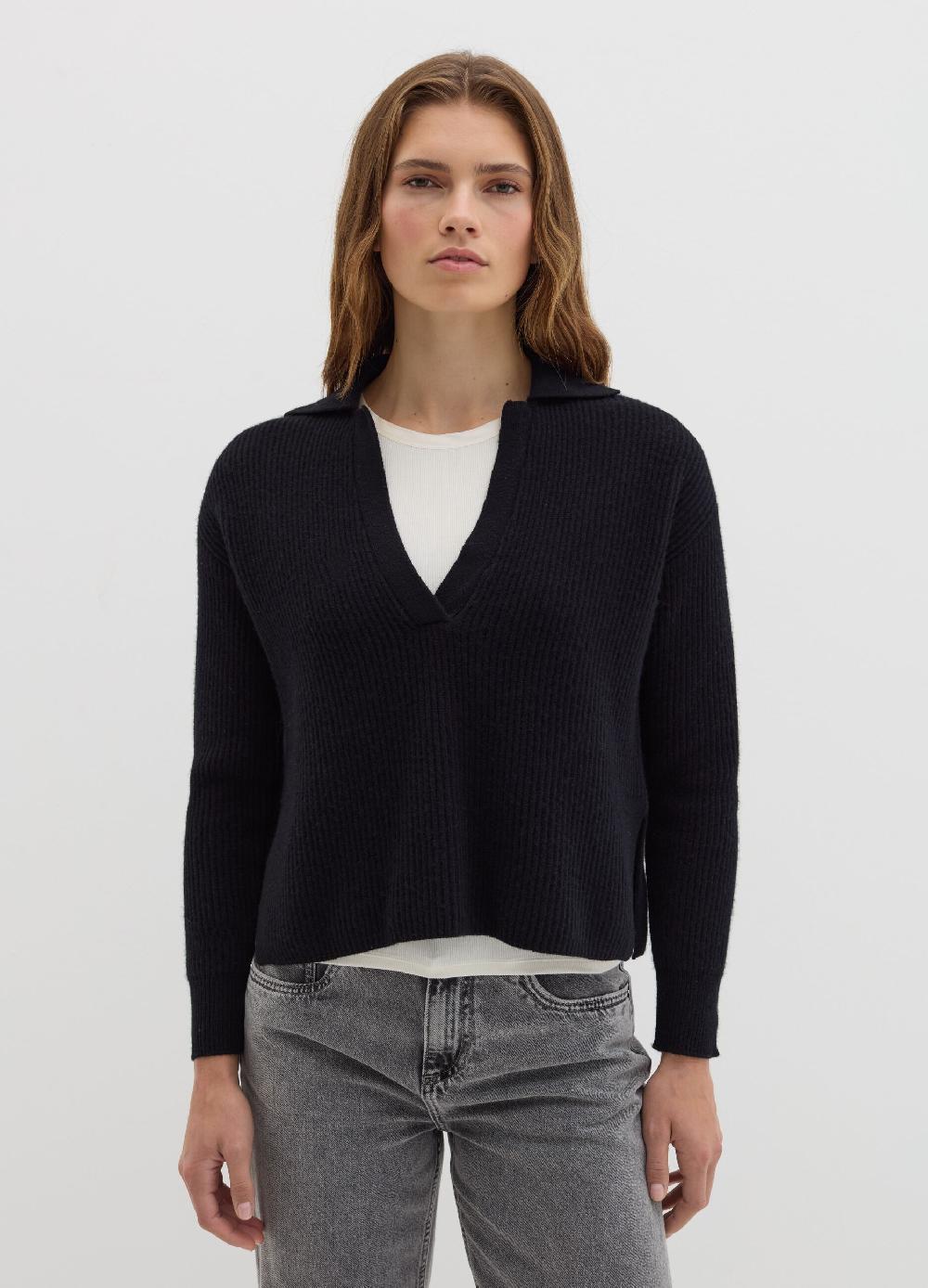 Stefanel Maglia in lana cardata con scollo a polo Fino al 50% di sconto