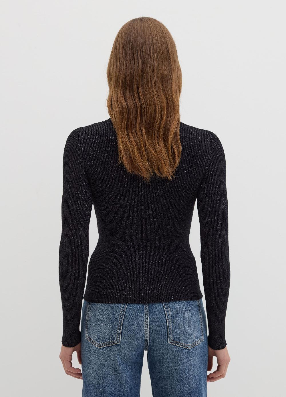 Stefanel T-shirt in lurex a costine con maniche lunghe Super sconto