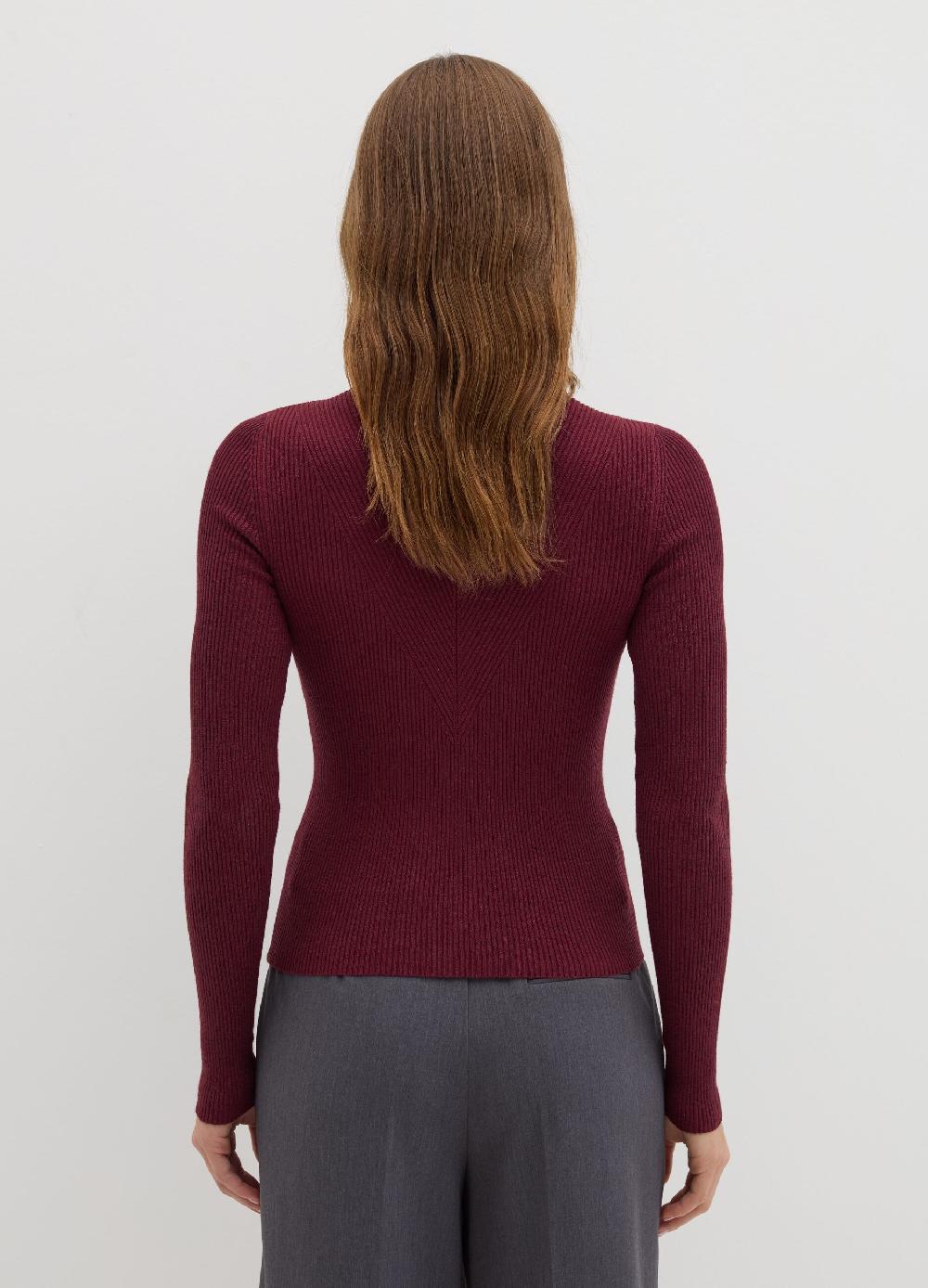 Stefanel T-shirt in lurex a costine con collo alto Enormi sconti