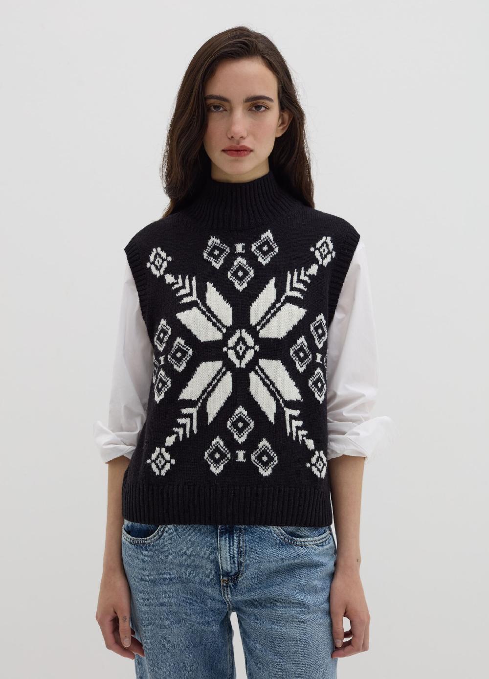 Stefanel Gilet chiuso con disegno jacquard 50% di sconto per tempo limitato