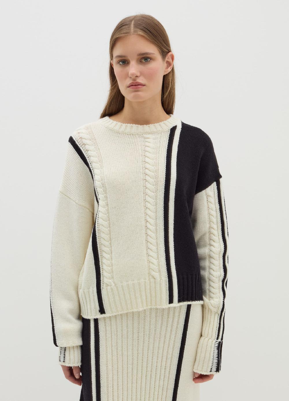 Stefanel Pullover in cordonetto con intarsio bicolore Qualità