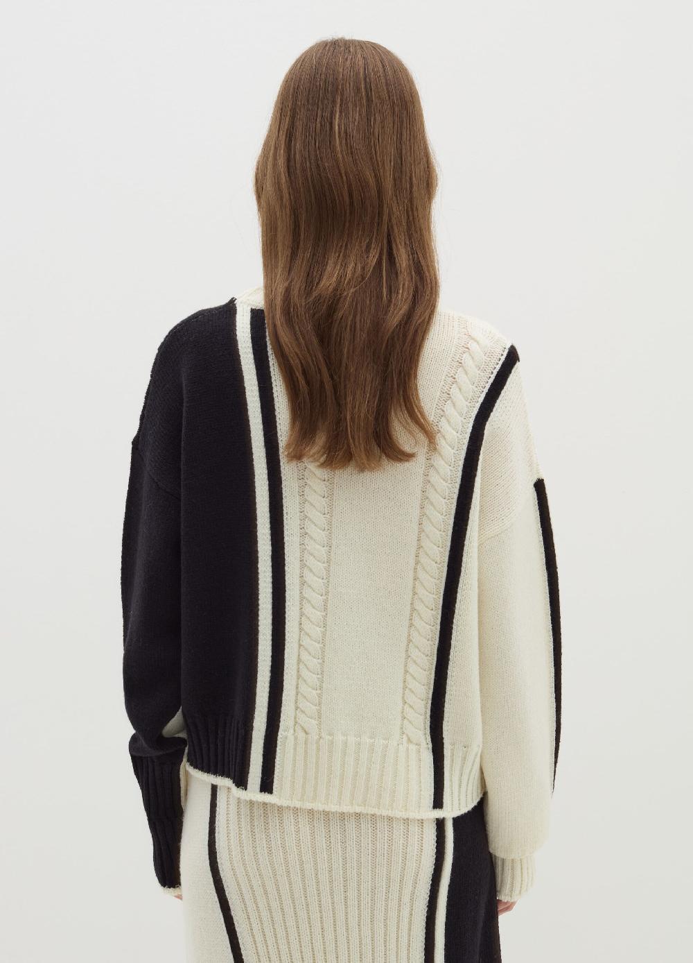 Stefanel Pullover in cordonetto con intarsio bicolore Qualità