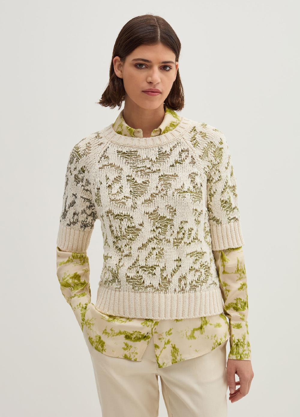 Stefanel Maglia traforata jacquard maniche al gomito Online