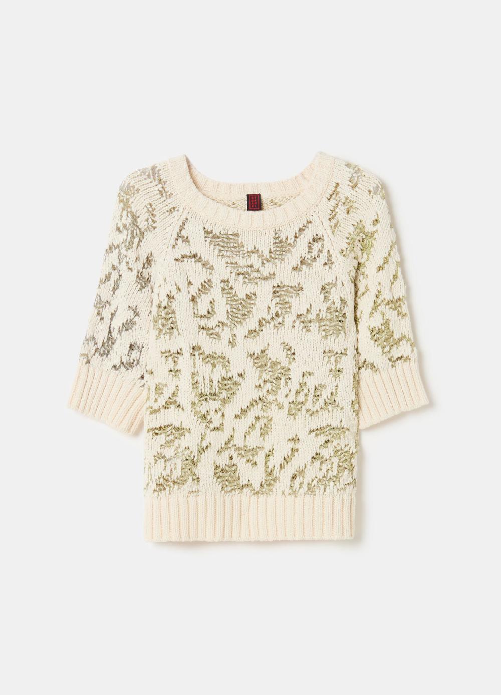 Stefanel Maglia traforata jacquard maniche al gomito Online