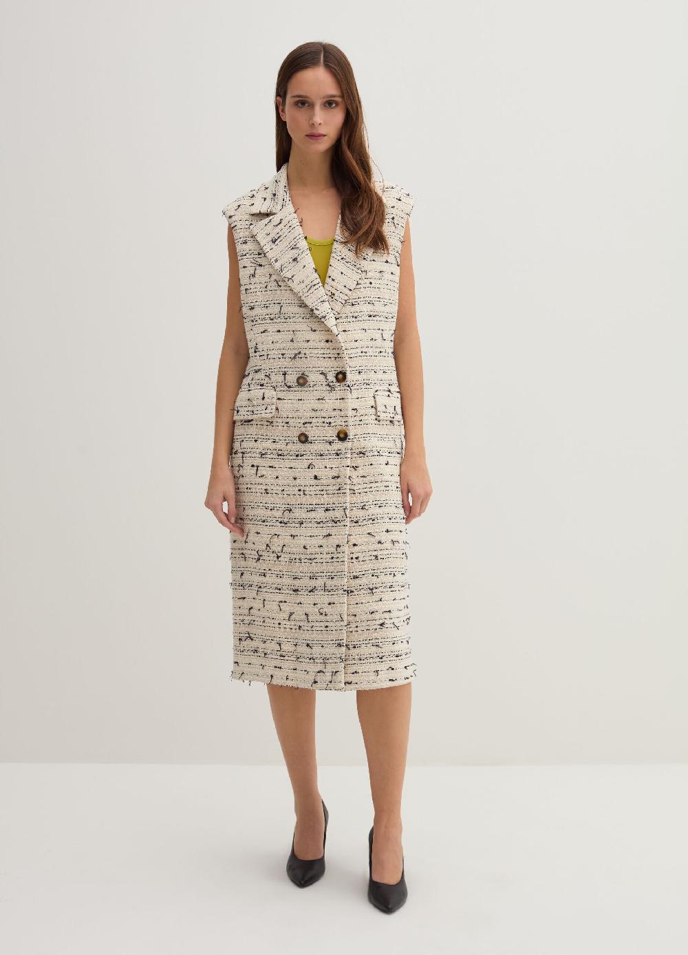Stefanel Gilet lungo doppiopetto in tweed Outlet