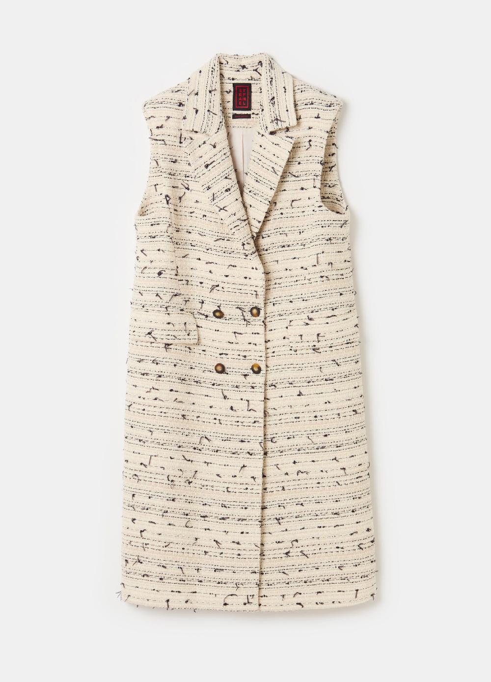 Stefanel Gilet lungo doppiopetto in tweed Outlet