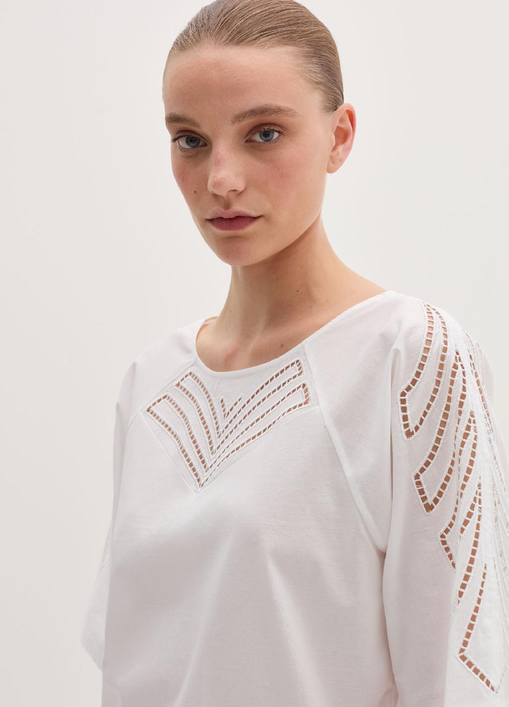 Stefanel Maglia in jersey con ricamo anglaise Vendite Flash