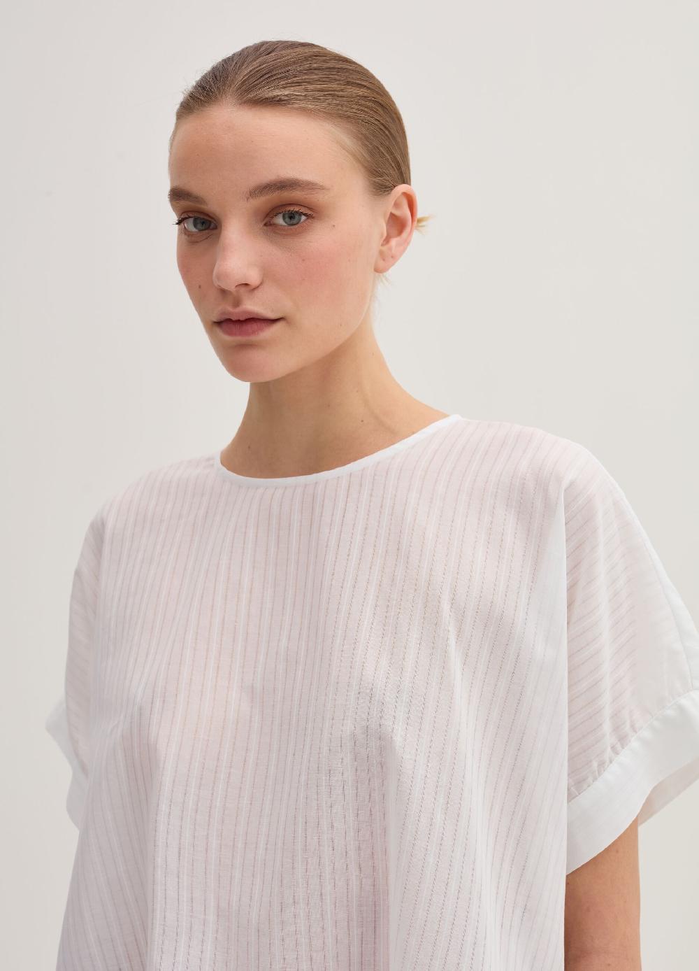 Stefanel Blusa in voille di cotone dobby a righe Negozio