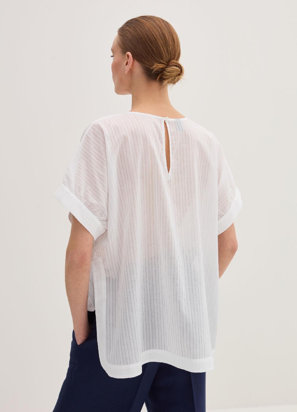Stefanel Blusa in voille di cotone dobby a righe Negozio
