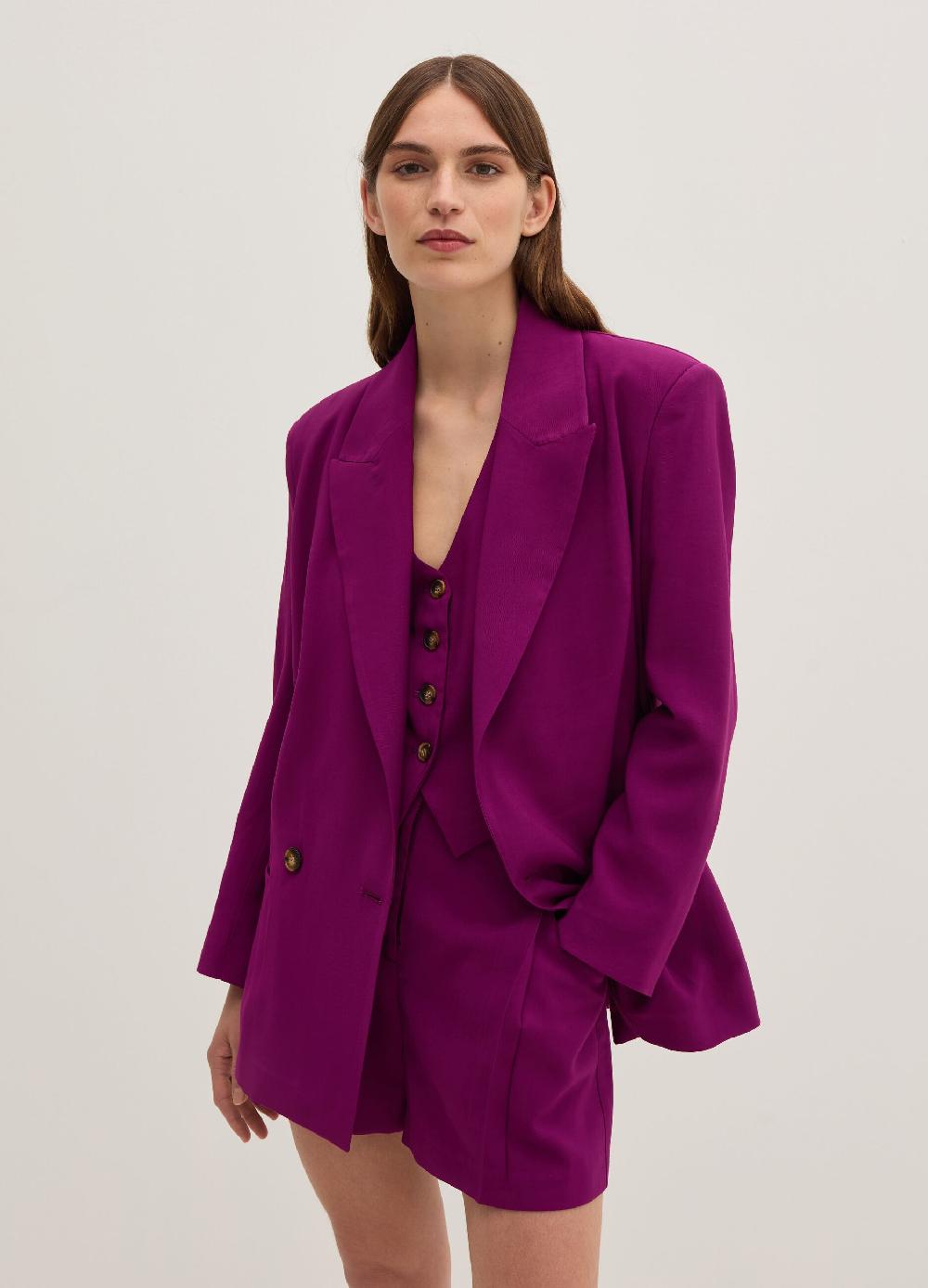 Stefanel Blazer fluido doppiopetto in twill tecnico Moda