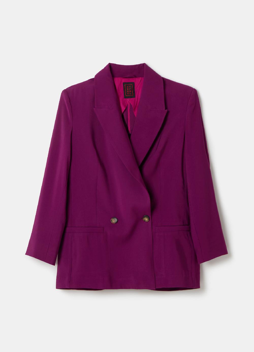 Stefanel Blazer fluido doppiopetto in twill tecnico Moda