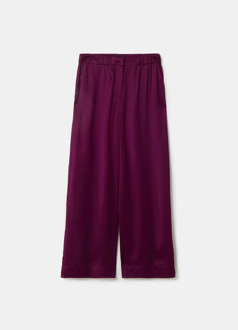 Stefanel Pantalone wide leg in viscosa satin Offerta esclusiva