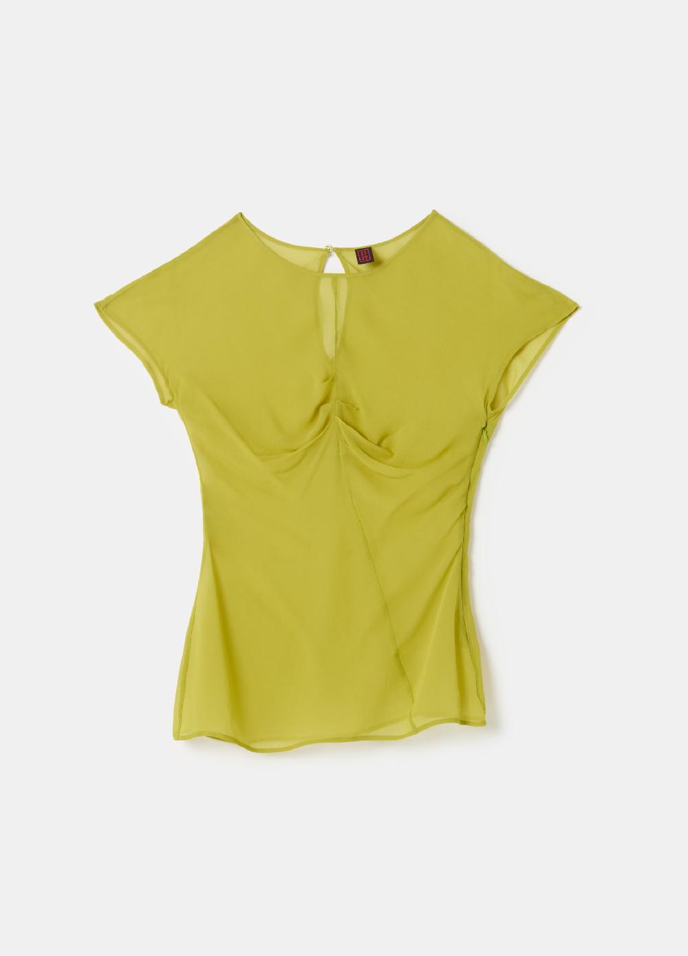 Stefanel T-shirt in georgette con arricciatura Vendite stagionali