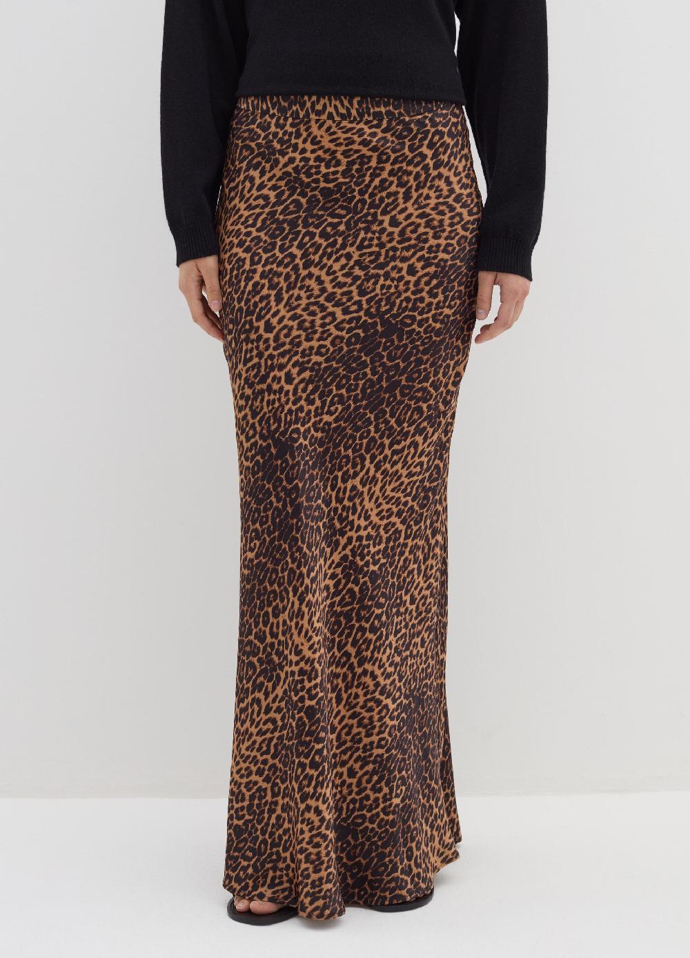 Stefanel Gonna lunga in satin con stampa animalier Promozione temporanea