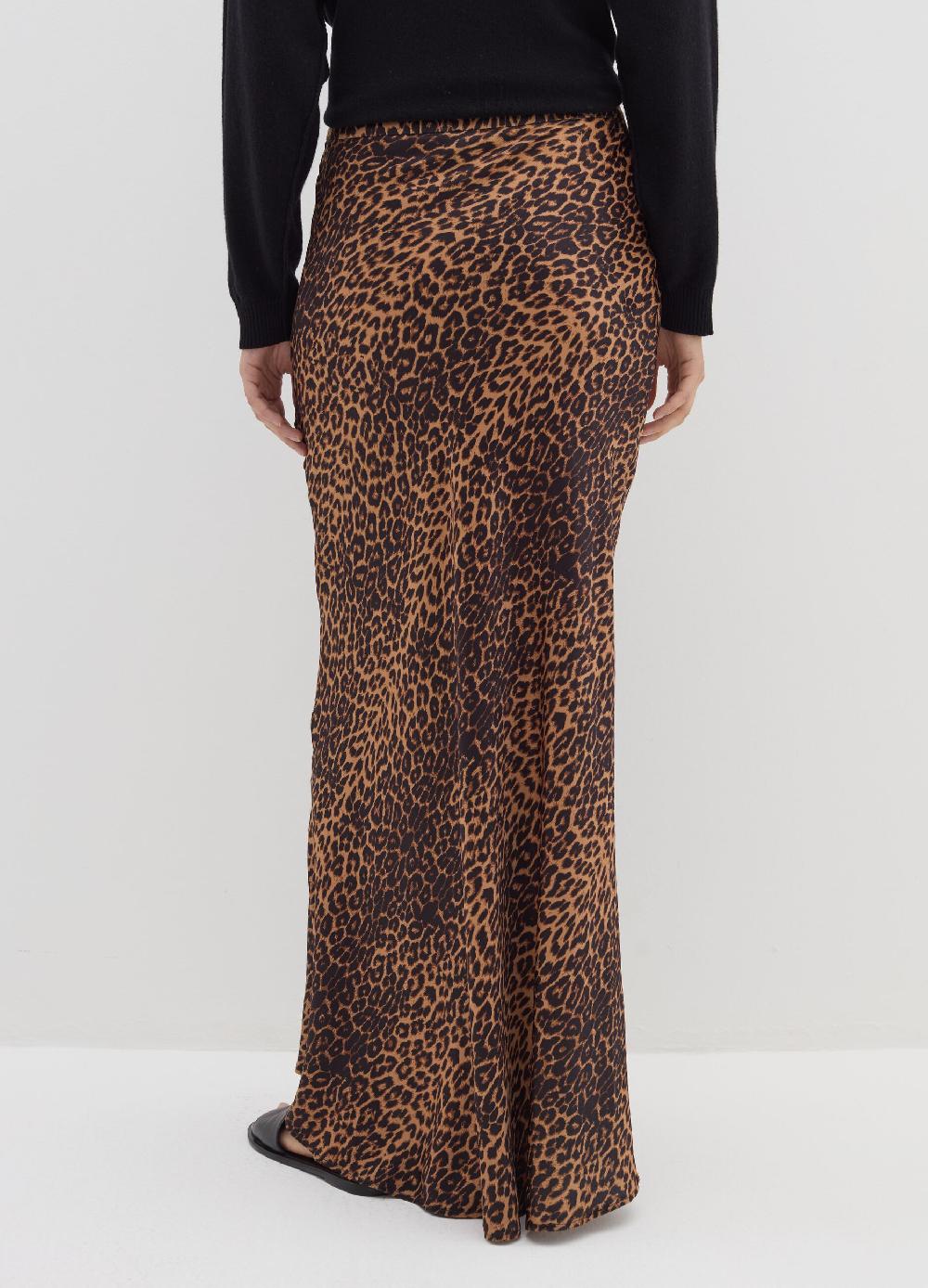 Stefanel Gonna lunga in satin con stampa animalier Promozione temporanea