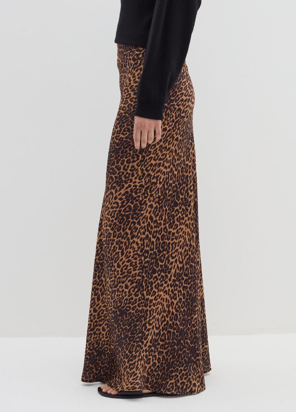 Stefanel Gonna lunga in satin con stampa animalier Promozione temporanea