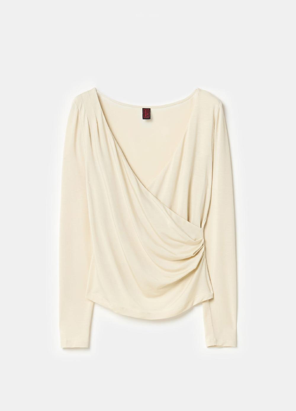 Stefanel T-shirt scollo a V con incrocio Qualità Garantita