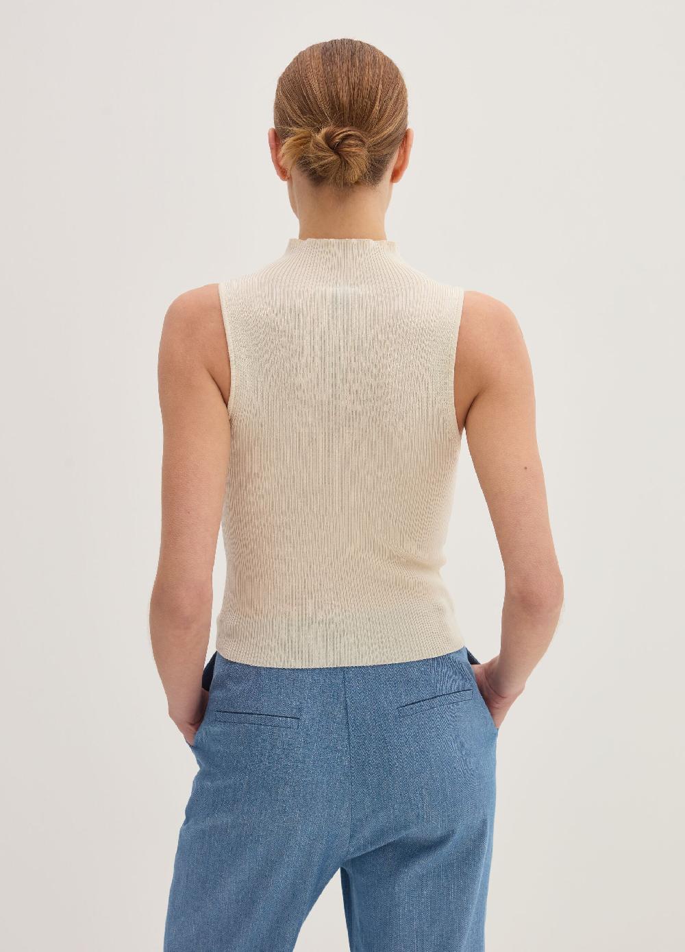 Stefanel Tank top a coste piatte mock neck Presa