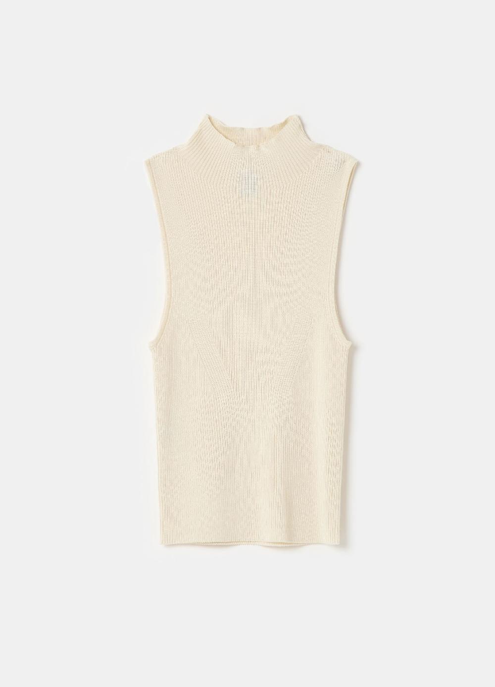 Stefanel Tank top a coste piatte mock neck Presa