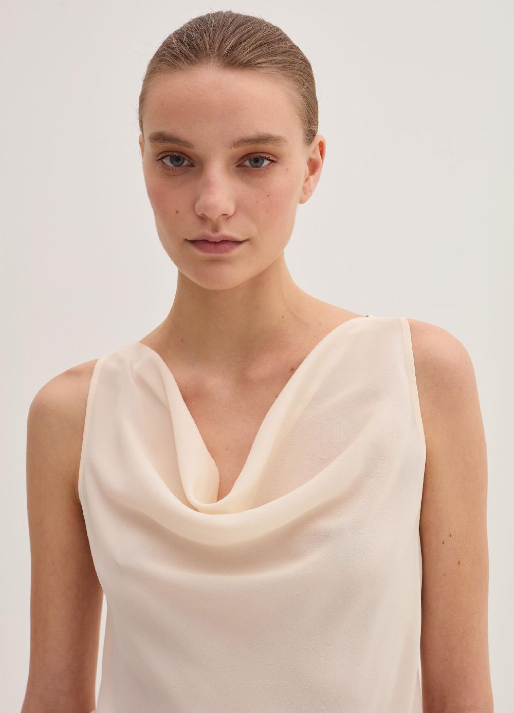 Stefanel Top in crêpe de chine con drappeggio Vendita Calda
