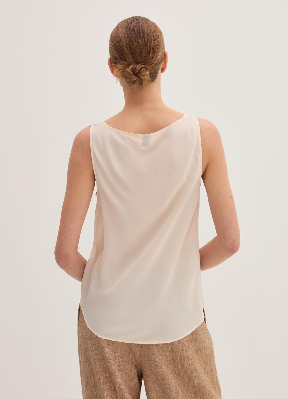 Stefanel Top in crêpe de chine con drappeggio Vendita Calda