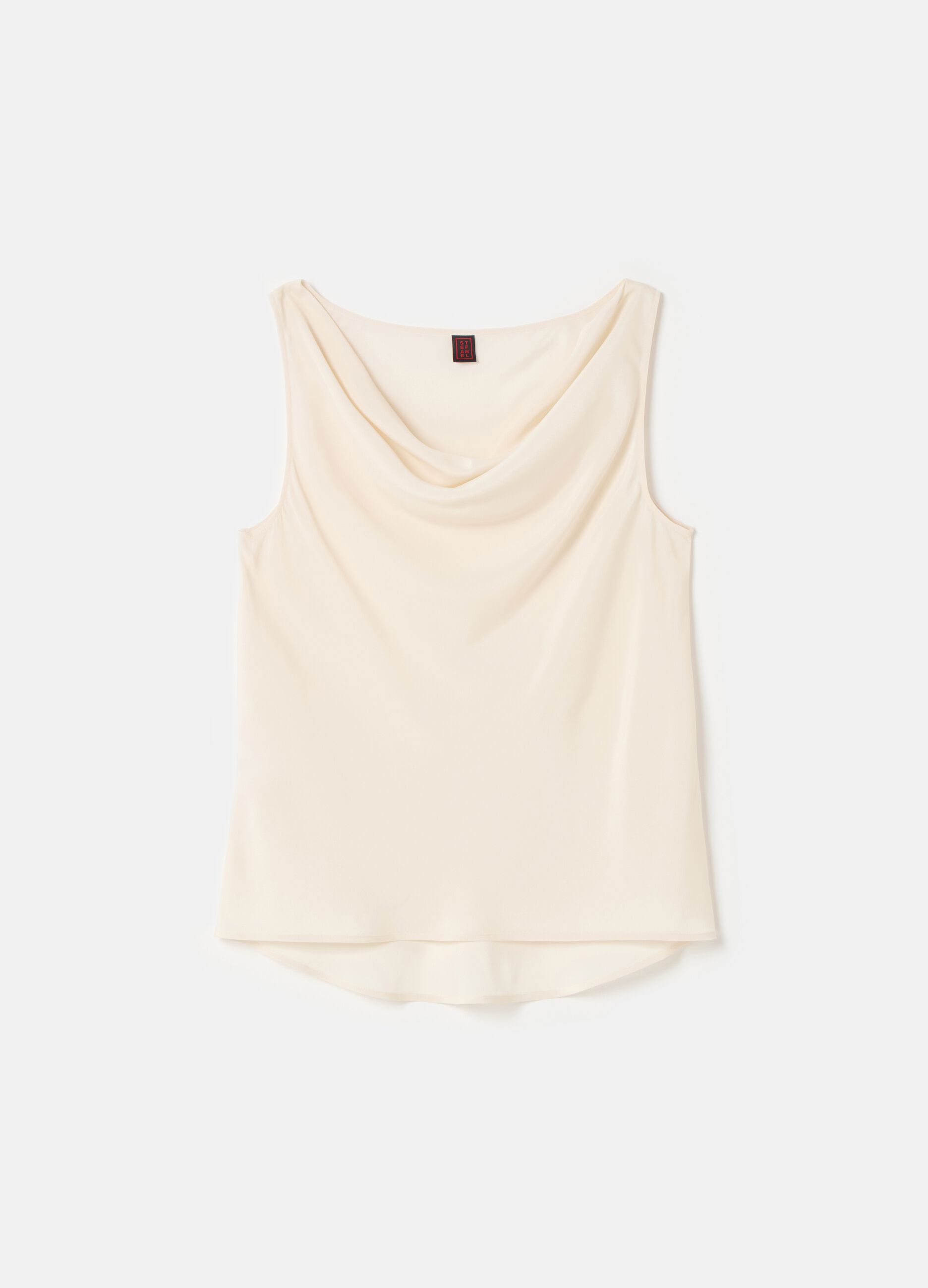 Stefanel Top in crêpe de chine con drappeggio Vendita Calda
