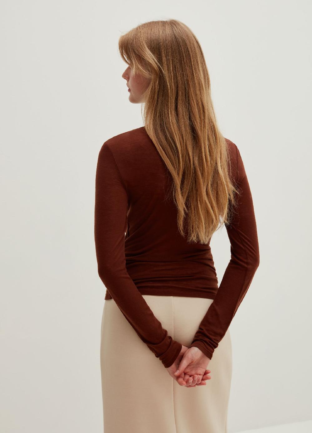 Stefanel T-shirt a collo alto in Lyocell e lana Prezzo di fabbrica