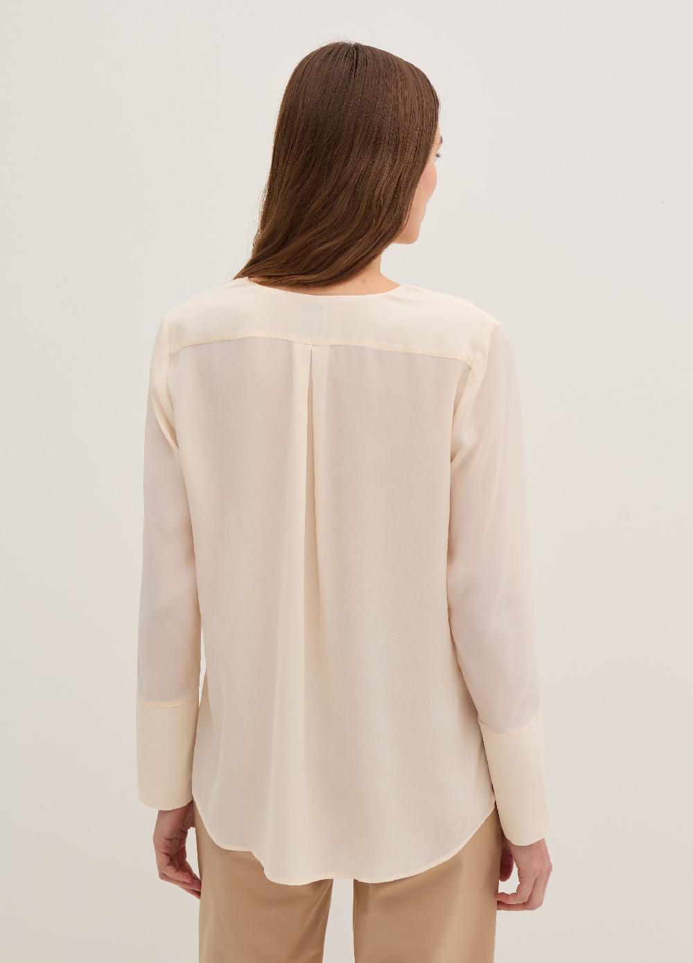 Stefanel Blusa in crêpe de chine con scollo a V Grande vendita