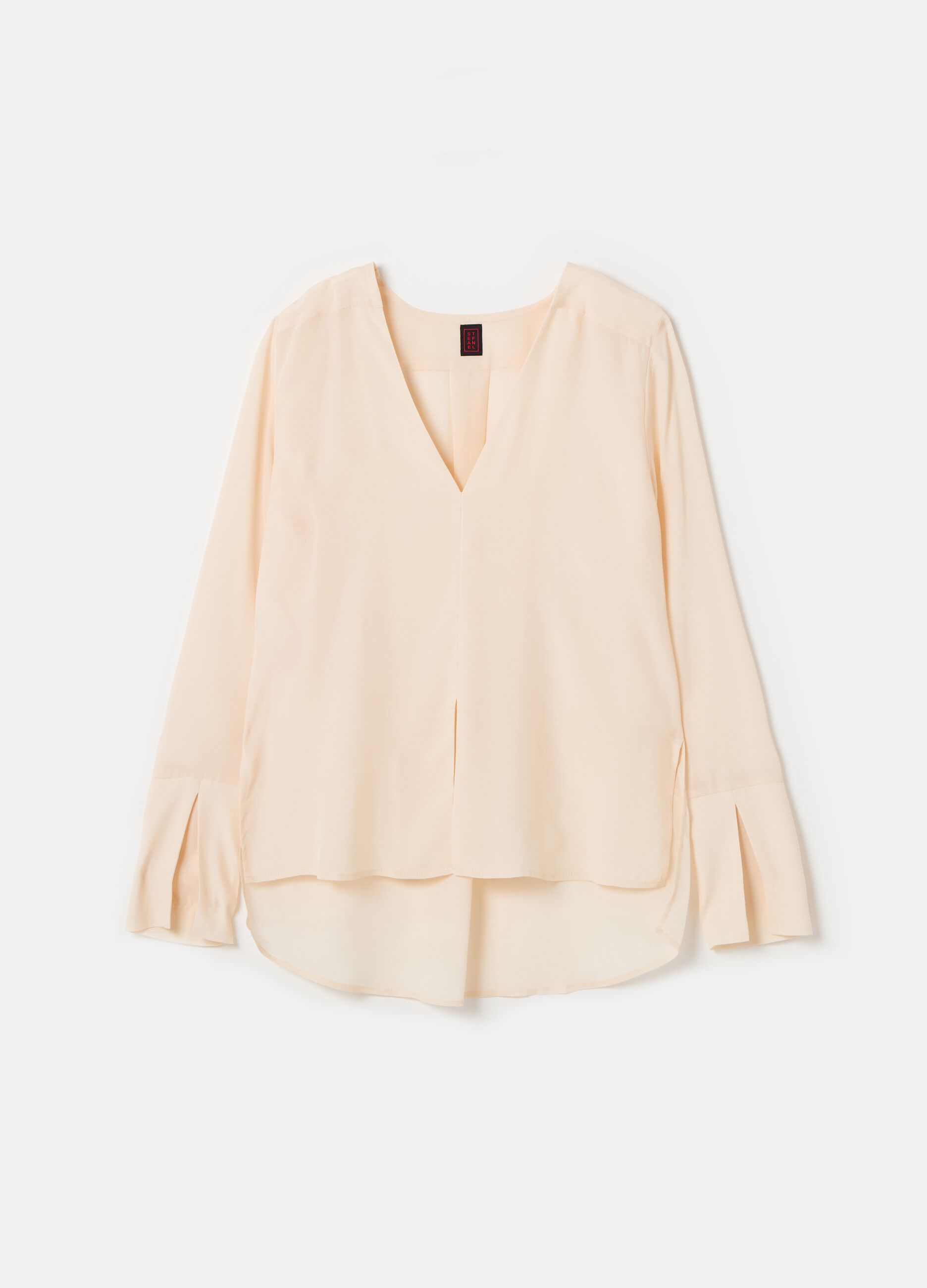Stefanel Blusa in crêpe de chine con scollo a V Grande vendita