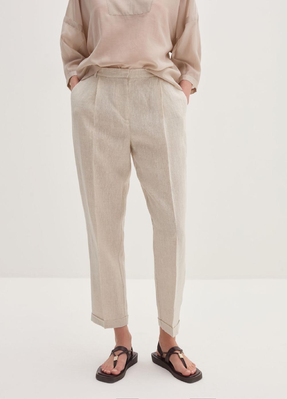 Stefanel Pantalone a sigaretta cropped in lino Fornitura limitata