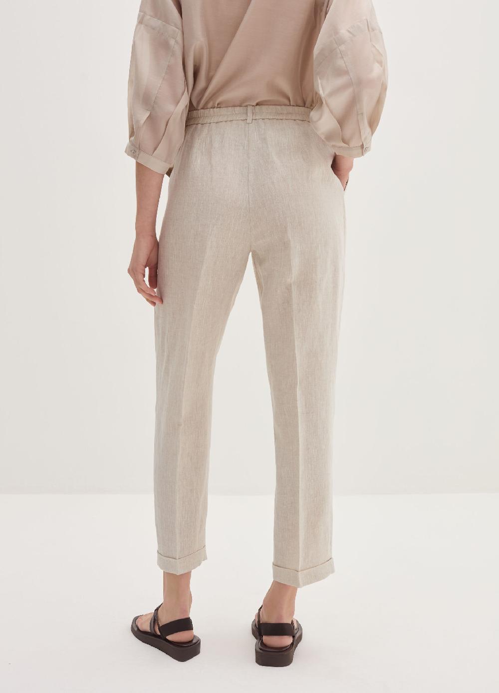 Stefanel Pantalone a sigaretta cropped in lino Fornitura limitata