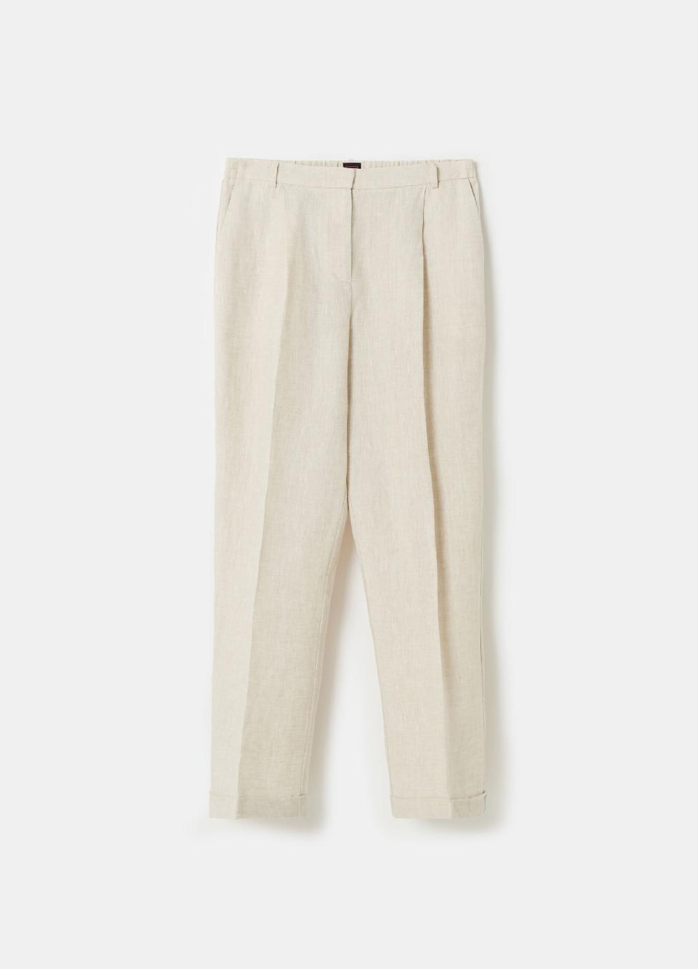 Stefanel Pantalone a sigaretta cropped in lino Fornitura limitata