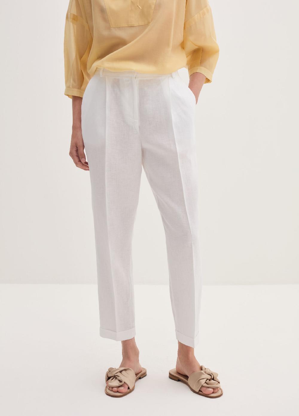 Stefanel Pantalone a sigaretta cropped in lino Offerta Pasqua