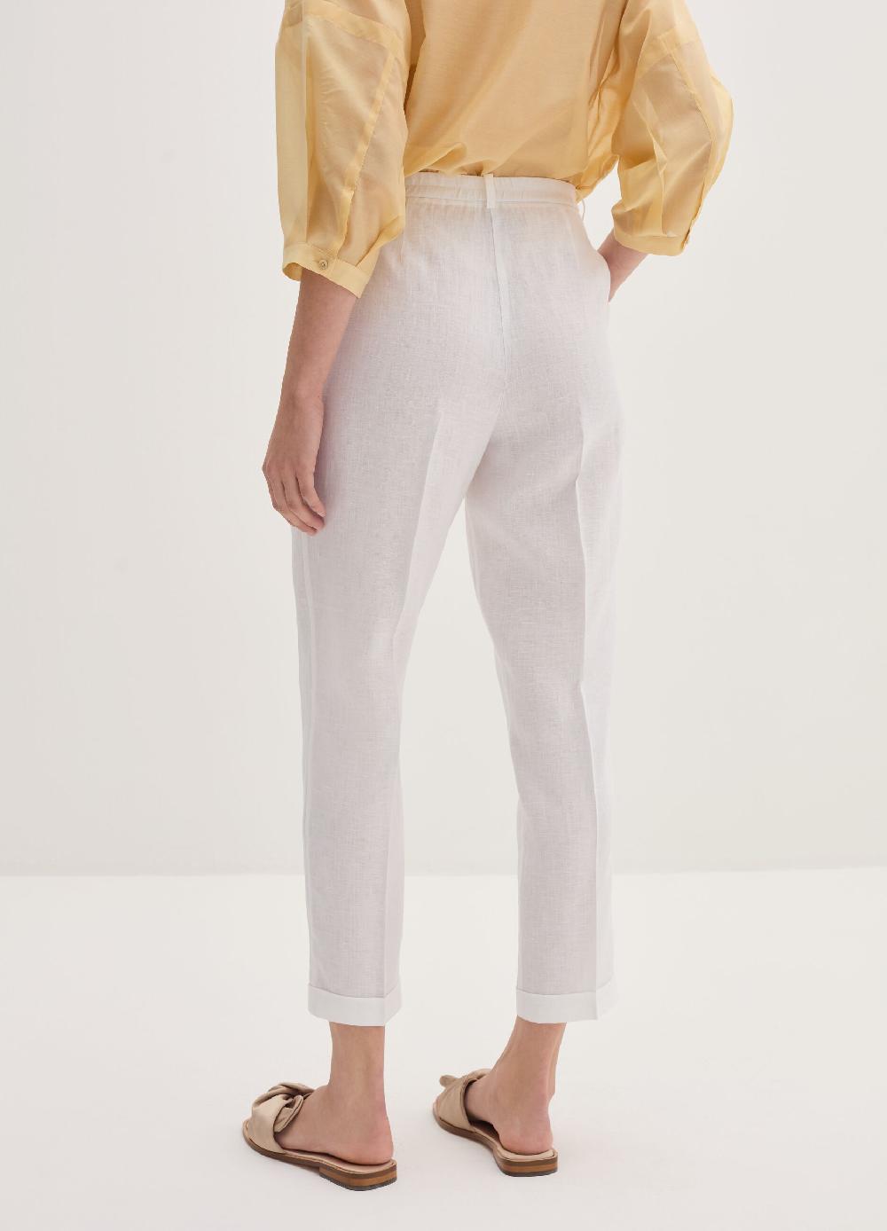 Stefanel Pantalone a sigaretta cropped in lino Offerta Pasqua