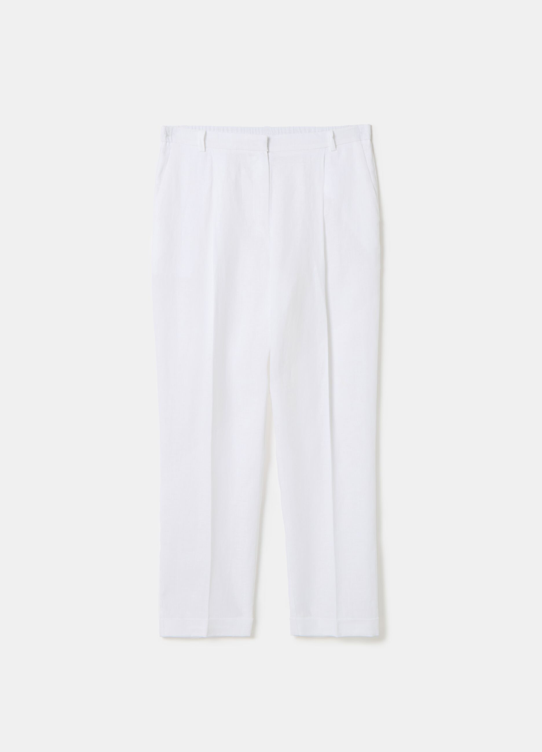 Stefanel Pantalone a sigaretta cropped in lino Offerta Pasqua