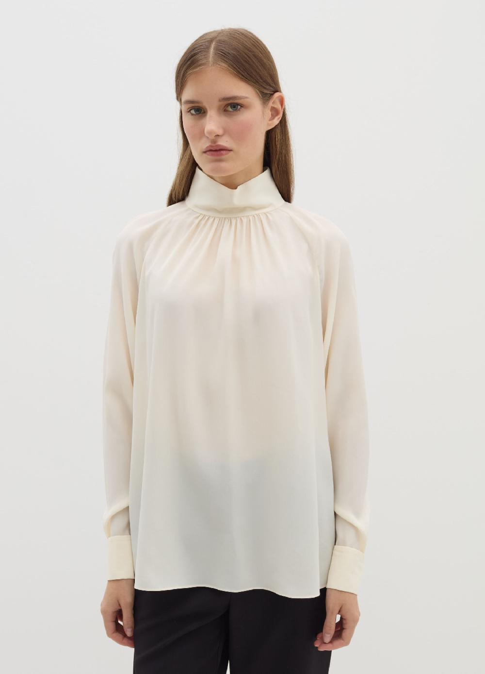 Stefanel Blusa a collo alto in viscosa e seta Smaltimento dello stoccaggio