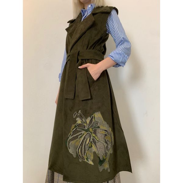 Stella Jean GILET LUNGO CON RICAMO FIORE 2025