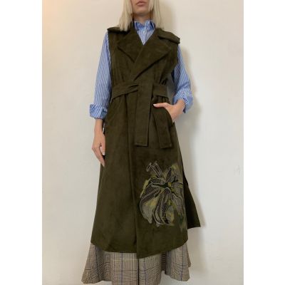 Stella Jean GILET LUNGO CON RICAMO FIORE 2025