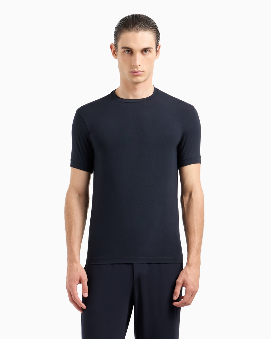 ﻿The world of armani T-SHIRT GIROCOLLO ICON IN JERSEY DI VISCOSA STRETCH Italia