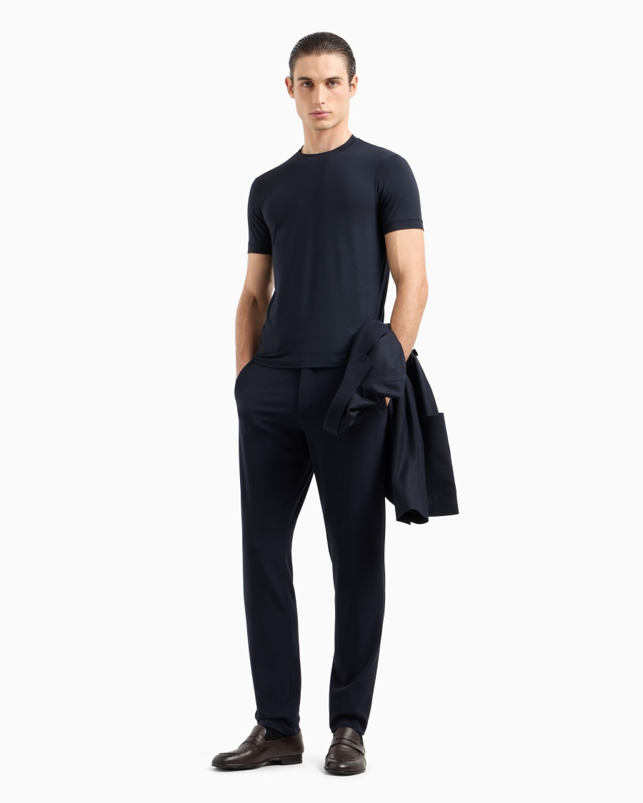 ﻿The world of armani T-SHIRT GIROCOLLO ICON IN JERSEY DI VISCOSA STRETCH Italia