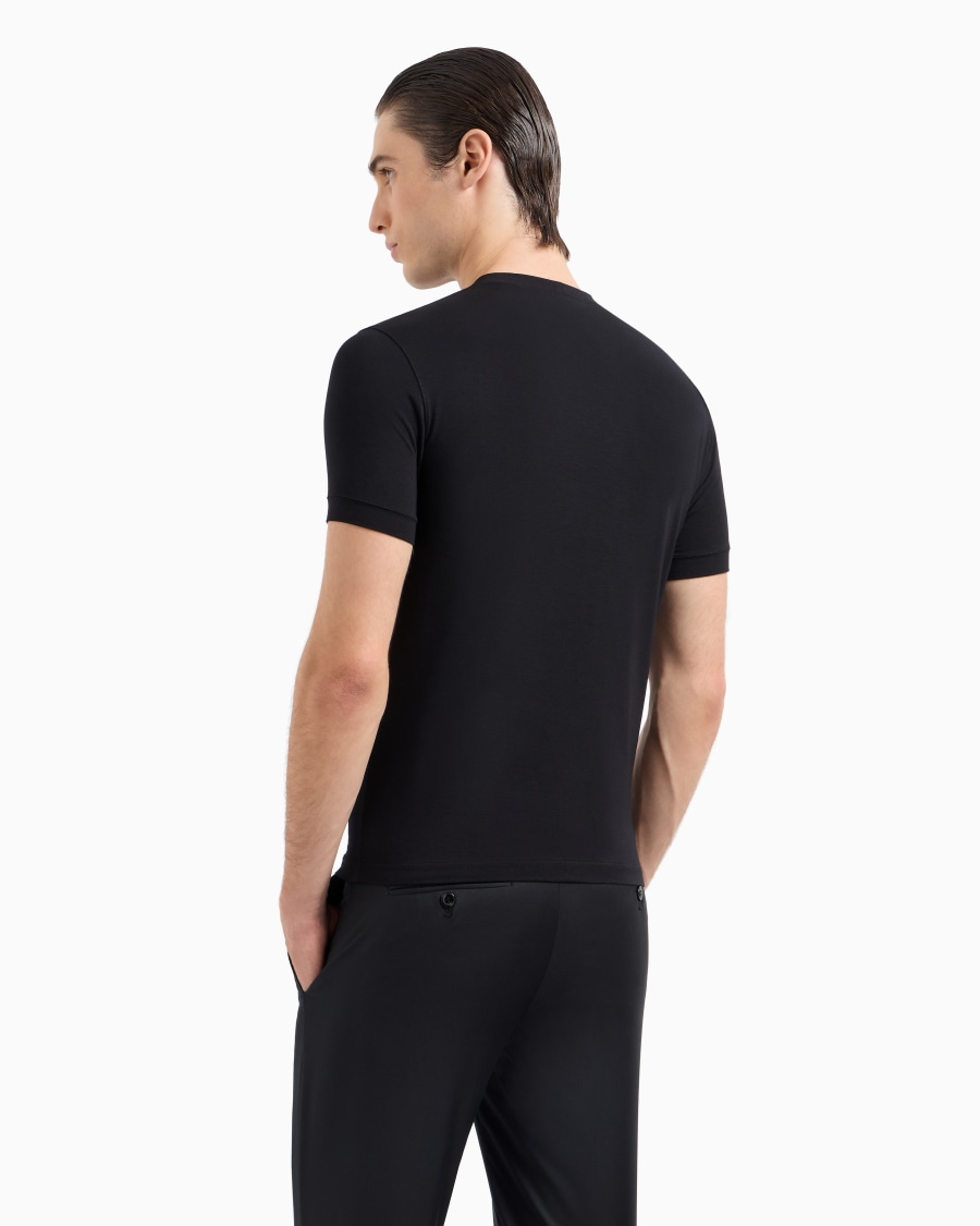 The world of armani T-SHIRT GIROCOLLO ICON IN JERSEY DI VISCOSA STRETCH Nuovo