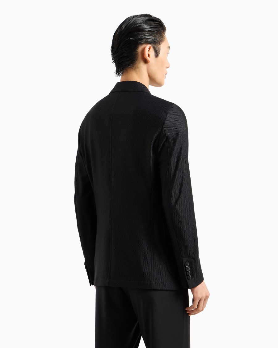 The world of armani GIACCA MONOPETTO ICON IN GAUFRÉ TECNICO Promozione Limitata