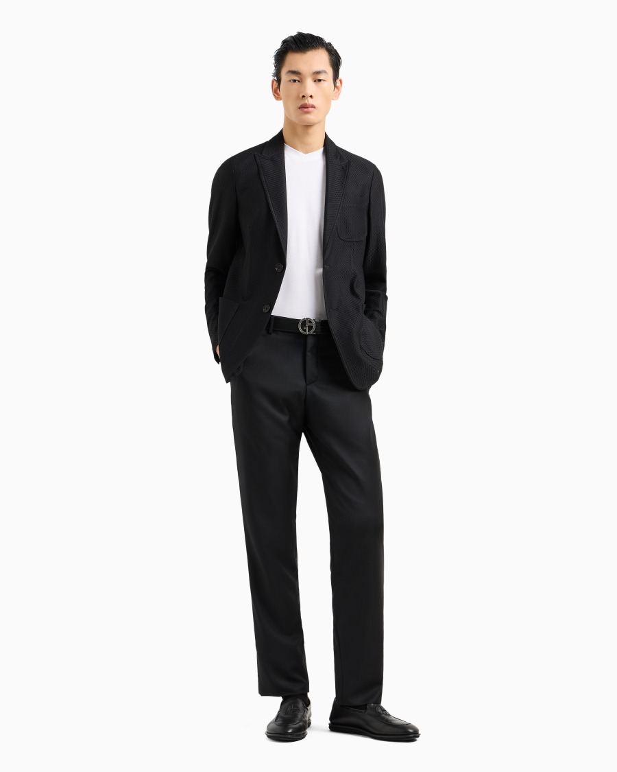 The world of armani GIACCA MONOPETTO ICON IN GAUFRÉ TECNICO Promozione Limitata